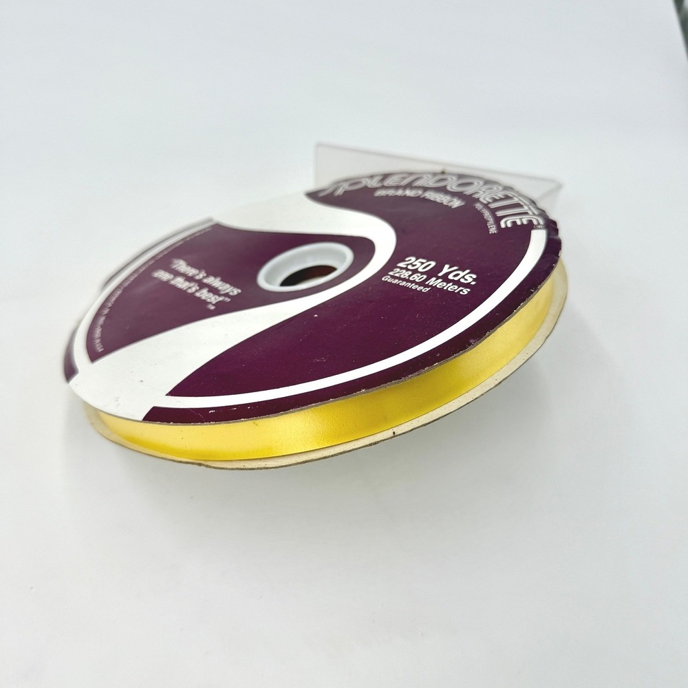 Offray Yellow Single Face Satin Ribbon 1/4 Inch x 250 Yards Crafting‎ Spool USA